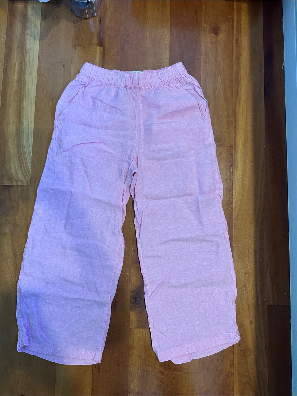 Cynthia Rowley Pink Linen Pull-On Wide Leg Pants